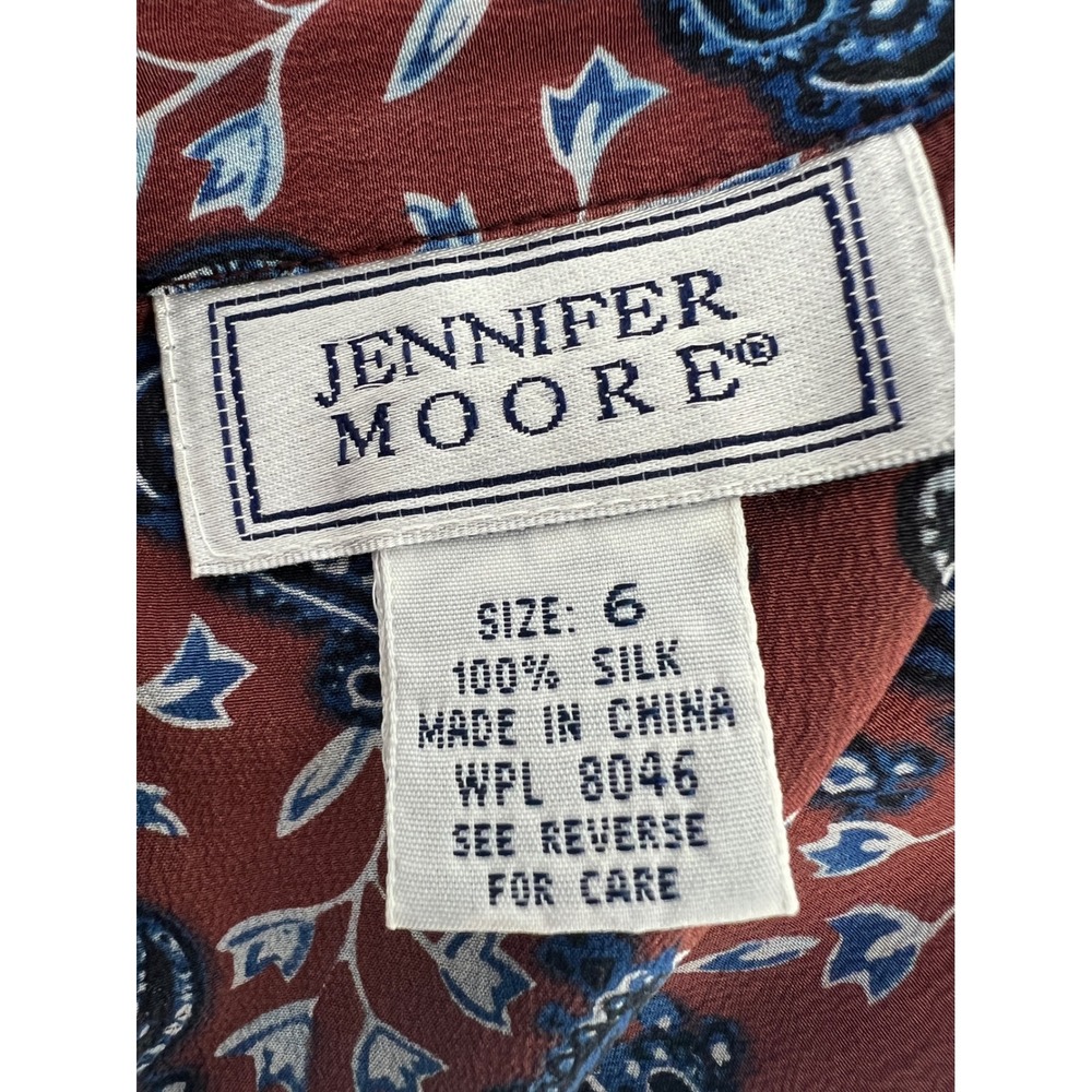 Jennifer Moore Wrap Skirt Women 6 Rust Paisley 100% Silk Vintage 90s Midi Skirt - Picture 4 of 4